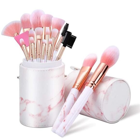 Makeup Brushes Set 16PCS Marble Make up Brushes Foundation Eyeshadow Concealer - Picture 1 of 8